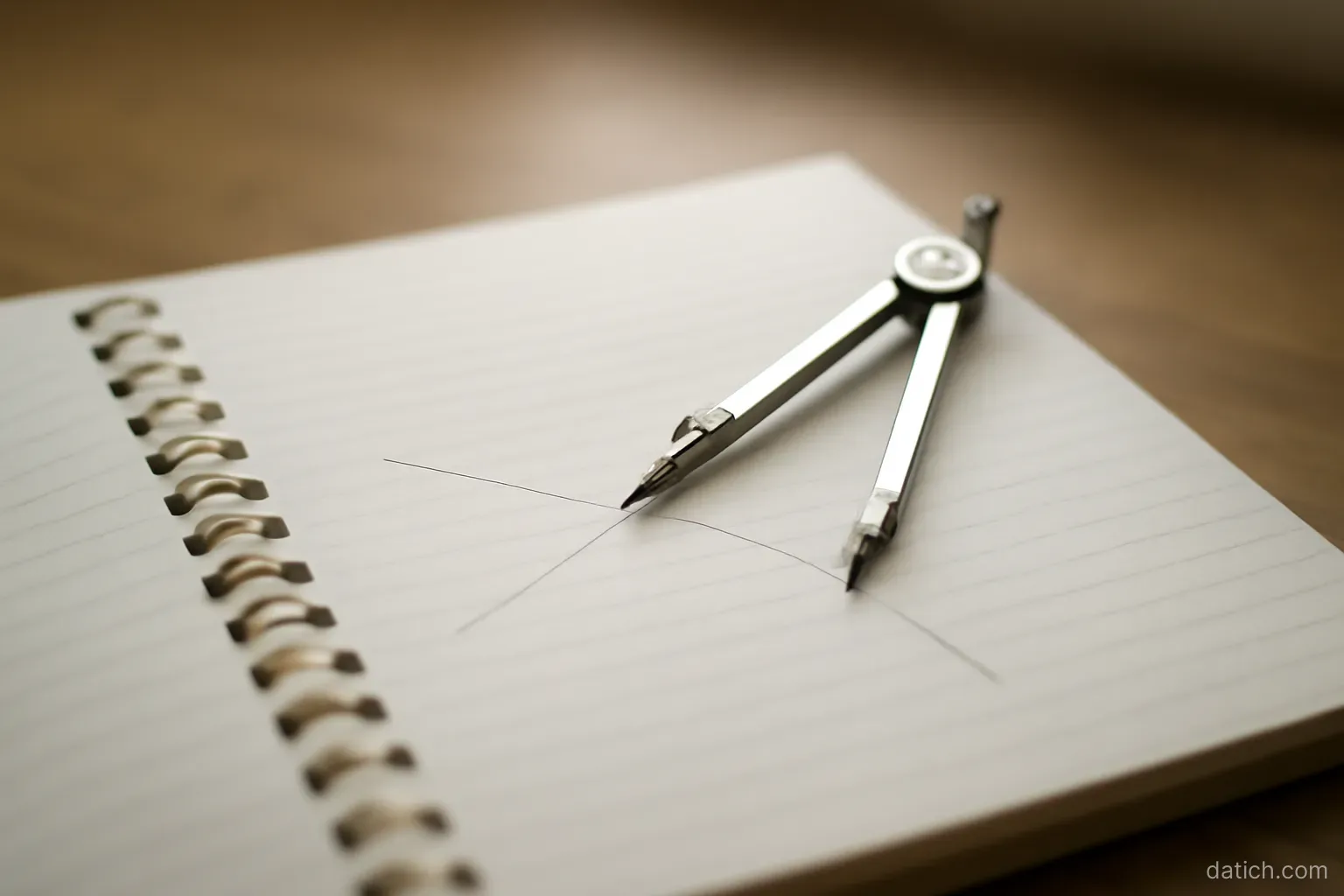 a compass lying on an open notebook where three pencil lines run outward in different directions